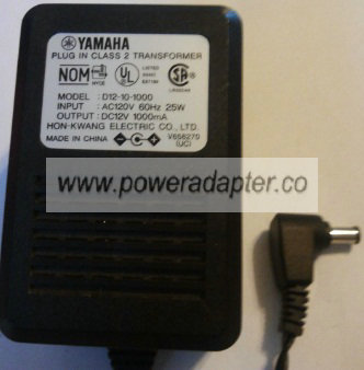 YAMAHA D12-10-1000 AC ADAPTER 12V DC 1000MA POWER SUPPLY