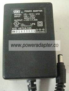 YHI YS-1015-U12 AC ADAPTER 12VDC 1.25A POWER SUPPLY FOR SCANNER