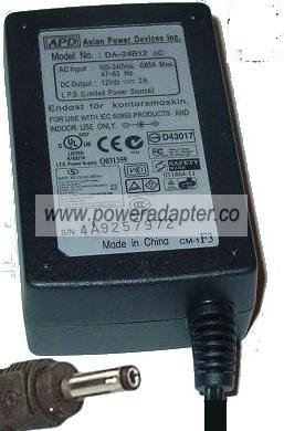 ASIAN POWER APD DA-24B12 AC ADAPTER 12V 2A 3.5mm Power Supply