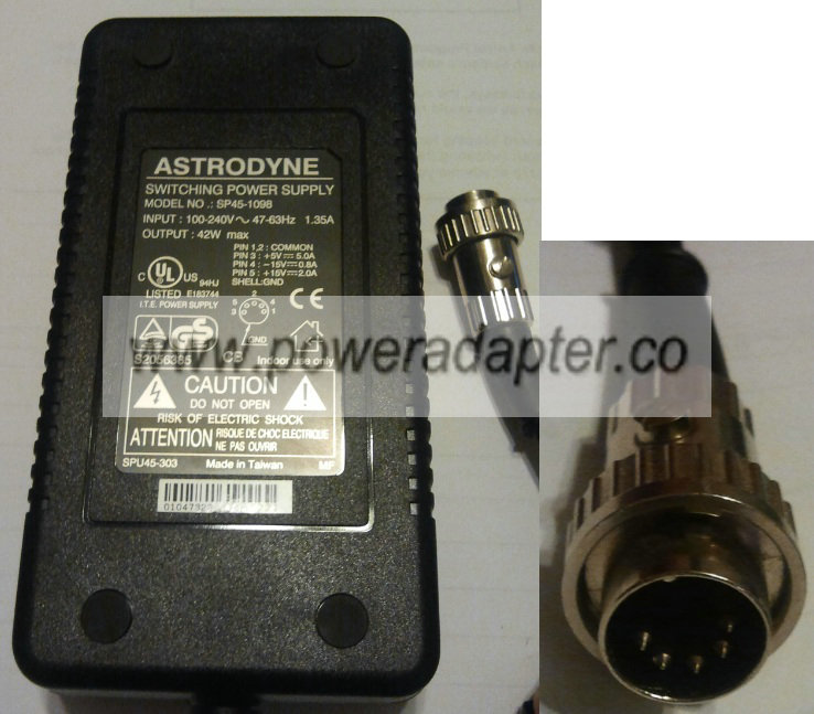 ASTRODYNE SP45-1098 AC ADAPTER 42W 5PIN DIN THUMBNUT POWER SUPPL - Click Image to Close