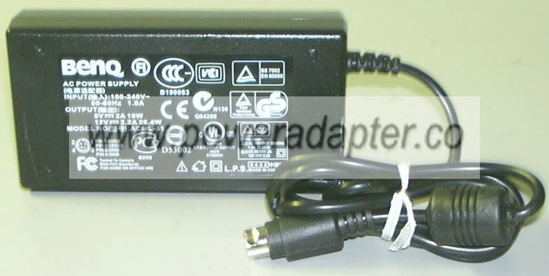 BENQ ACML-51 AC Adapter 12VDC 2.2A 5V 2A 4Pin Mini Din 10mm Used