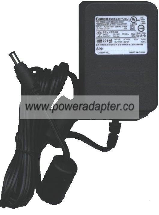 Canon PA-08J AC Adapter 12V 1.25A Power Supply Fits CanoScan 42