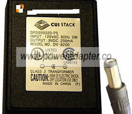 CUI STACK DV-9200 AC ADAPTER 9VDC 200MA NEW 2 x 5.5 x 12mm - Click Image to Close