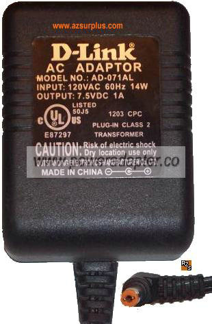 D-LINK AD-071AL AC DC ADAPTER 7.5V 1A POWER SUPPLY