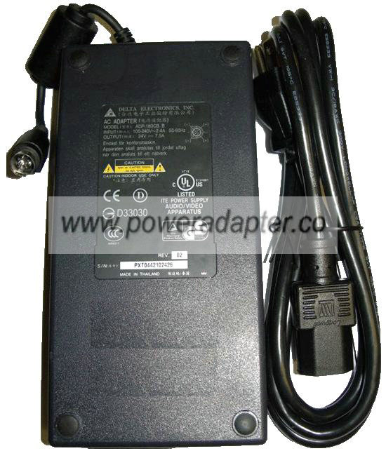 Delta ADP-180CB B AC Adapter 24V 7.5A 4 Pin Din Connector