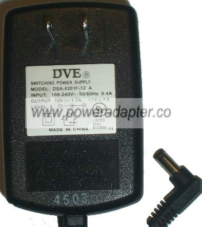 DVE DSA-0201F-12 A AC DC ADAPTER 12V 1.7A POWER SUPPLY