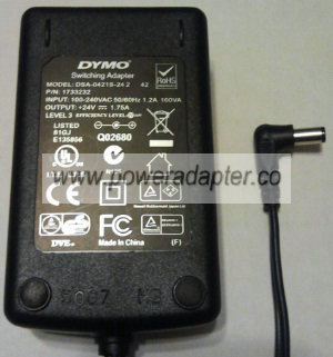DYMO DSA-0421S-24 2 AC SWITCHING ADAPTER 24V DC 1.75A POWER SUPP