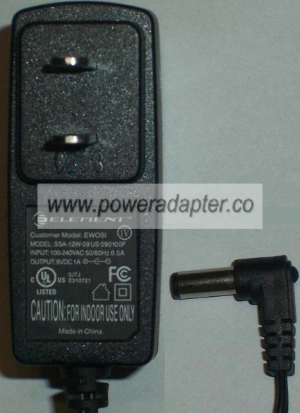 ELEMENT SSA-12W-09 US 090100F AC DC ADAPTER 9V 1A POWER SUPPLY