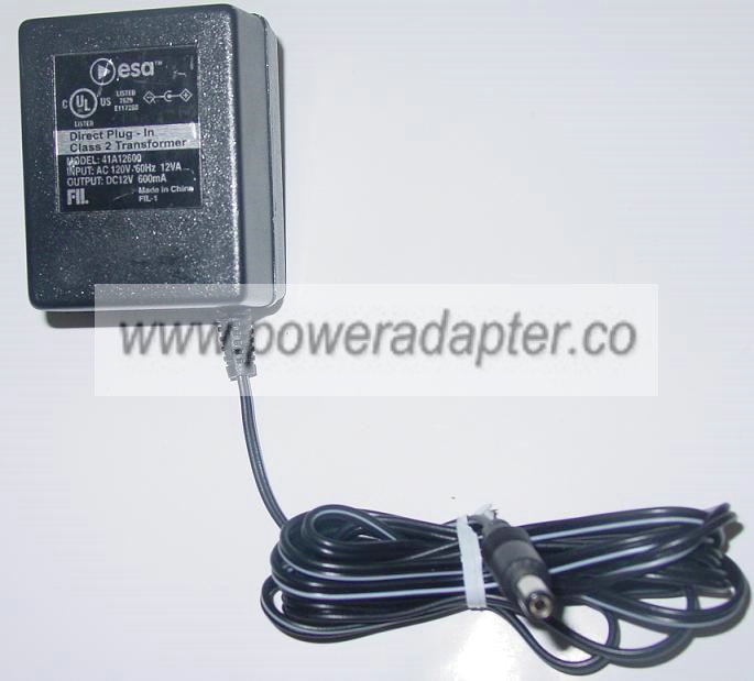 ESA 41A12600 AC Adapter 12VDC 600mA Power Supply DIRECT PLUG IN