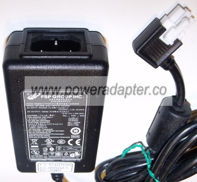 FSP GROUP INC FSP015-1AD203B AC ADAPTER 12V DC 1.25A NEW 3-PIN