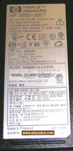 HP 0950-3807 AC ADAPTER 18VDC 2.23A ADP-40RB POWER SUPPLY 5000