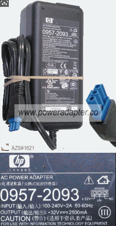 HP 0957-2093 AC Adapter 32VDC 2500mA C8187-60034 Astec AA24450L