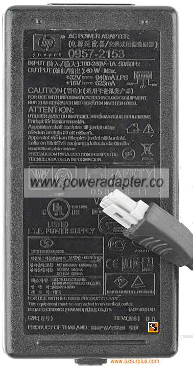 HP 0957-2153 AC ADAPTER 32VDC 940 16V POWER SUPPLY Deskjet 3400