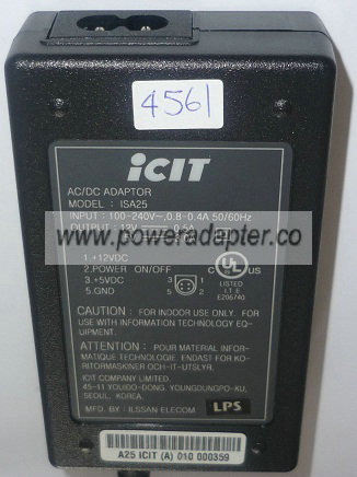 iCIT ISA25 AC ADAPTER 12VDC 0.5A 4Pins POWER SUPPLY