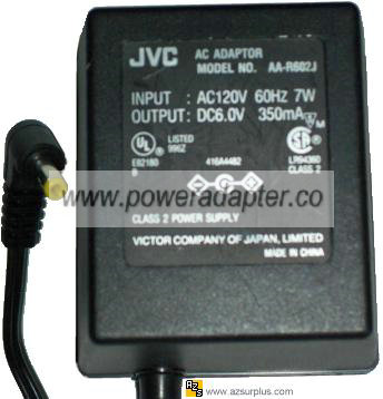 JVC AA-R602J AC ADAPTER DC 6V 350MA Charger Linear power supply - Click Image to Close