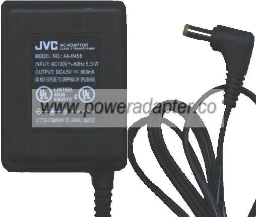 JVC AA-R456 AC ADAPTER 4.5V DC 600MA 5.3W CLASS 2 TRANSFORMER