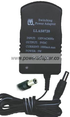 LIAN LONG LLAS0720 AC Adapter 5VDC 120VAC 1000mA SWITCHING POWER