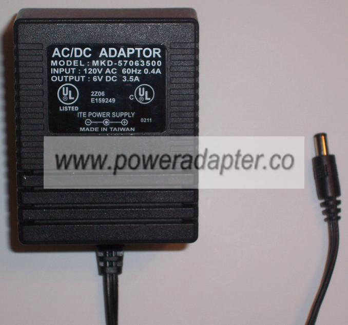 MKD-57063500 AC DC ADAPTER 6V 3.5A POWER SUPPLY