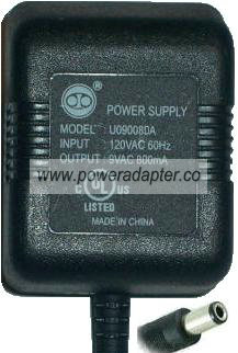 OIO U090080A AC ADAPTER 9VAC 800mA POWER SUPPLY