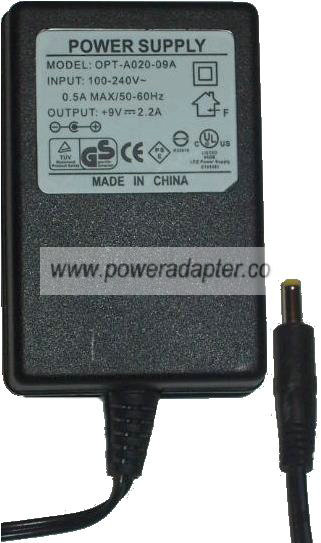 OPT-A020-09A AC ADAPTER 9VDC 2.2A POWER SUPPLY - Click Image to Close