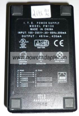 NEW I.T.E PW130 AC ADAPTER 48VDC 420mA Switching POWER SUPPLY BLACK