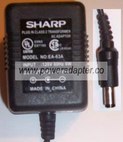 SHARP EA-63A AC ADAPTER 6VDC 300mA Power supply PLUG IN CLASS 2