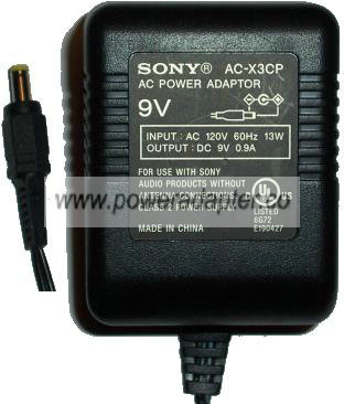 SONY AC-X3CP AC ADAPTER 9VDC 0.9A CLASS 2 Wall mount Direct plug