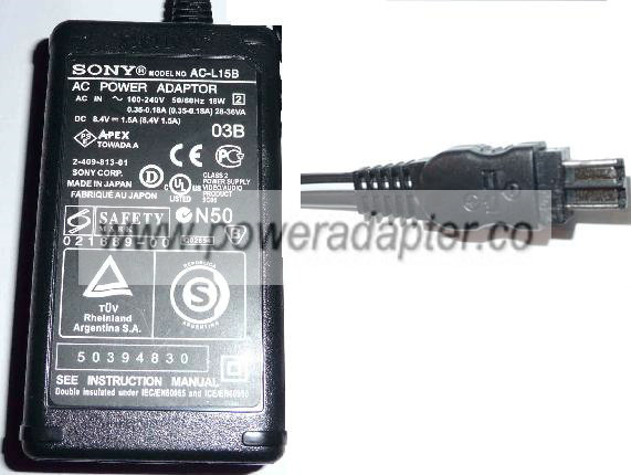 SONY AC-L15B AC DC ADAPTER 8.4V 1.5A POWER SUPPLY FOR CAMCORDER