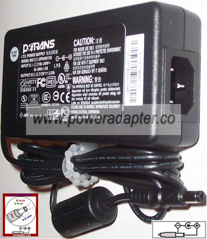 POTRANS UP04081120 12VDC 3.33A AC Adapter for LCD Monitor