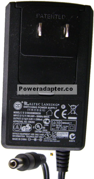 ALTEC LANSING S024EM0500250 AC ADAPTER 5VDC 2500mA -( ) 2x5.5mm