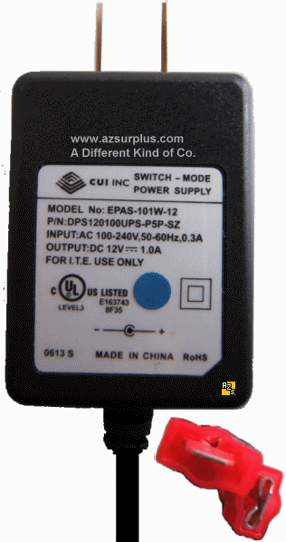 CUI INC EPAS-101W-12 AC Adapter12Vdc 1A Switching Power Supply P