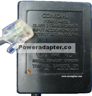 Comdial 703802-808 AC Adapter 11Vac 600mA 10W Telephone Power Su