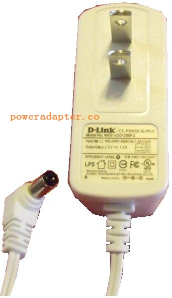 D-Link AMS1-0501200FU AC Adapter 5VDC 1.2A WHITE COLOUR