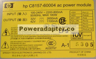 HP C8157-60004 AC Power Module OfficeJet Pro K550-Series PowerSu - Click Image to Close