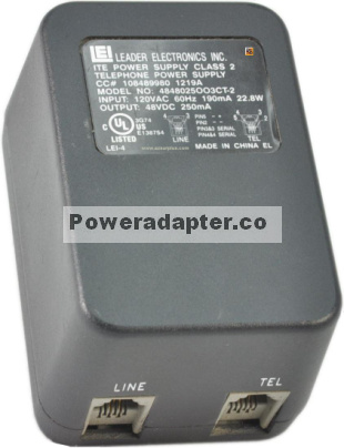 LEI 4848025OO3CT-2 48VDC 0.25A Telephone Power Supply Class 2