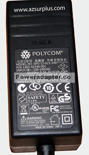 POLYCOM SPS-12-015-240 AC ADAPTER 24V DC 500mA NEW 2x5.5x9.5mm
