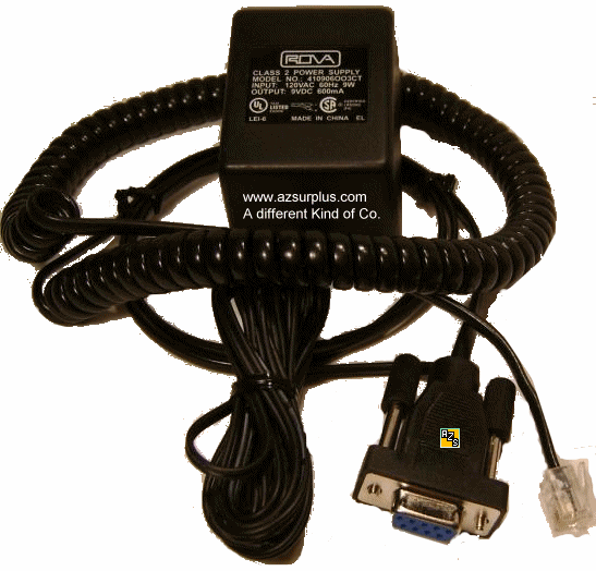 ROVA DV-0960-B20 AC ADAPTER 9VDC 600mA Cable DB9 RJ45 Interfac