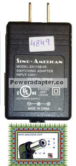 SINO-AMERICAN SA110B-05 AC ADAPTER 5V 2A POWER SUPPLY I.T.E