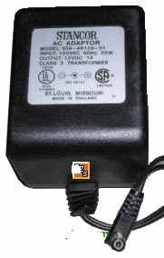 STANCOR STA-4812A-51 AC ADAPTER 12VDC 1000mA 1A -( )- NEW 2.1x5.