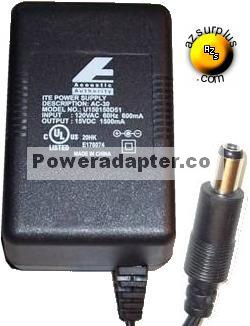 ACOUSTIC AUTHORITY U150150D51 AC DC ADAPTER 15V 1500MA ITE POWER