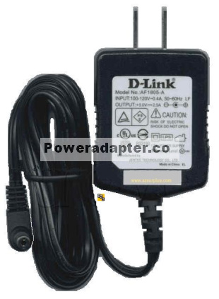 D-Link AF1805-A AC ADAPTER 5V DC 2.5A -( ) 2x5.5mm 90 120vac Je