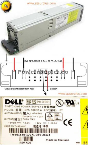 Dell DPS-500CB Power Supply 12VDC 41A 500W for PowerEdge 2650