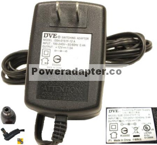 DVE DSA-0151F-12 A AC ADAPTER 12V 1.5A 2.5mm SWITCHING POWER SU