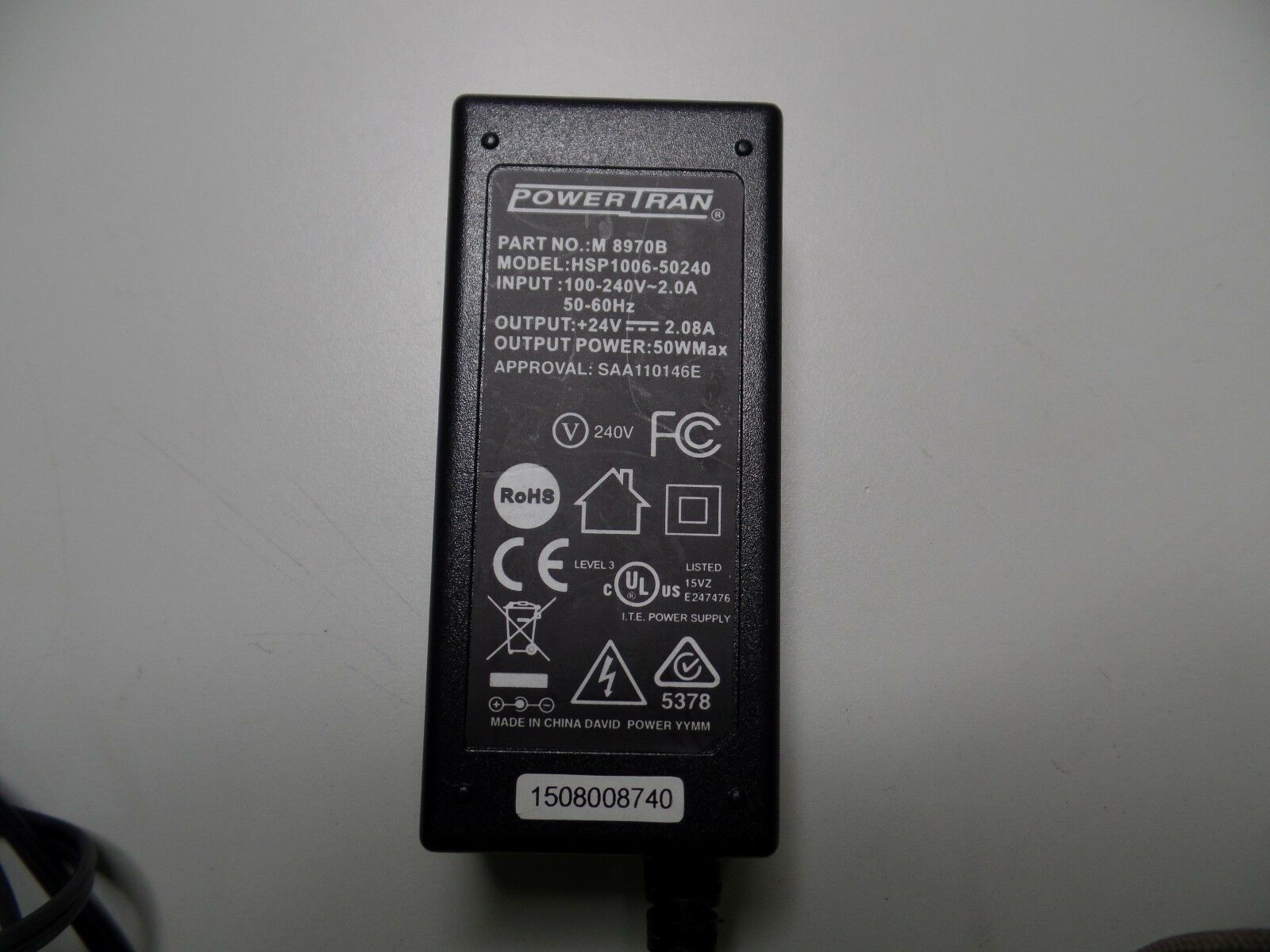 Powertran M 8970B HSP1006-50240 24V 2.08A AC Adapter 2.1mm DCJack for Appliances Specification: Manufacturer: PowerTra