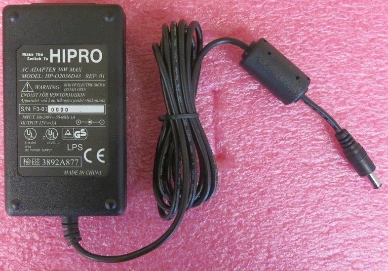 HIPRO HP-02036D43 AC ADAPTER 12 V DC 3A 36W POWER SUPPLY