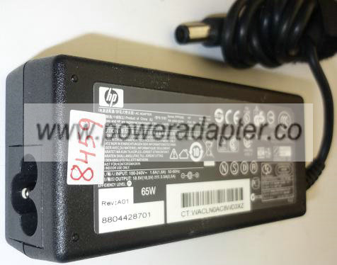 HP COMPAQ PPP009L AC ADAPTER 18.5VDC 3.5A USED -(+) 4.7x7.5mm RO
