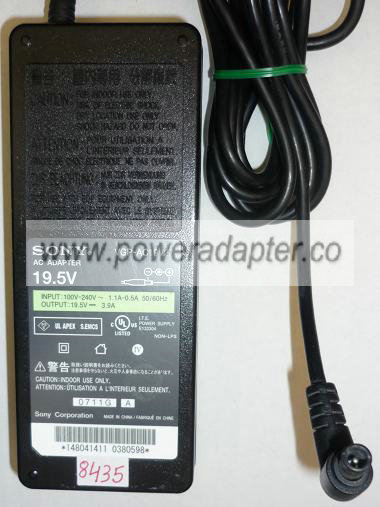 SONY VGP-AC19V15 AC ADAPTER 19.5VDC 3.9A USED -(+) 1x4.5x6.5mm R