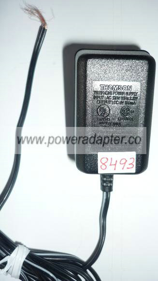 THOMSON DU28090010C AC ADAPTER 9VDC 100mA USED -(+) CUT WIRE COR