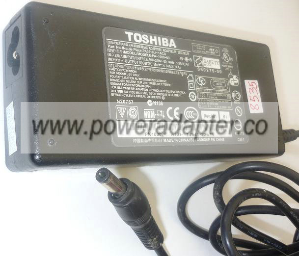 TOSHIBA PA-1900-03 AC ADAPTER USED -(+) 19VDC 4.74A 2.5x5.5mm LA