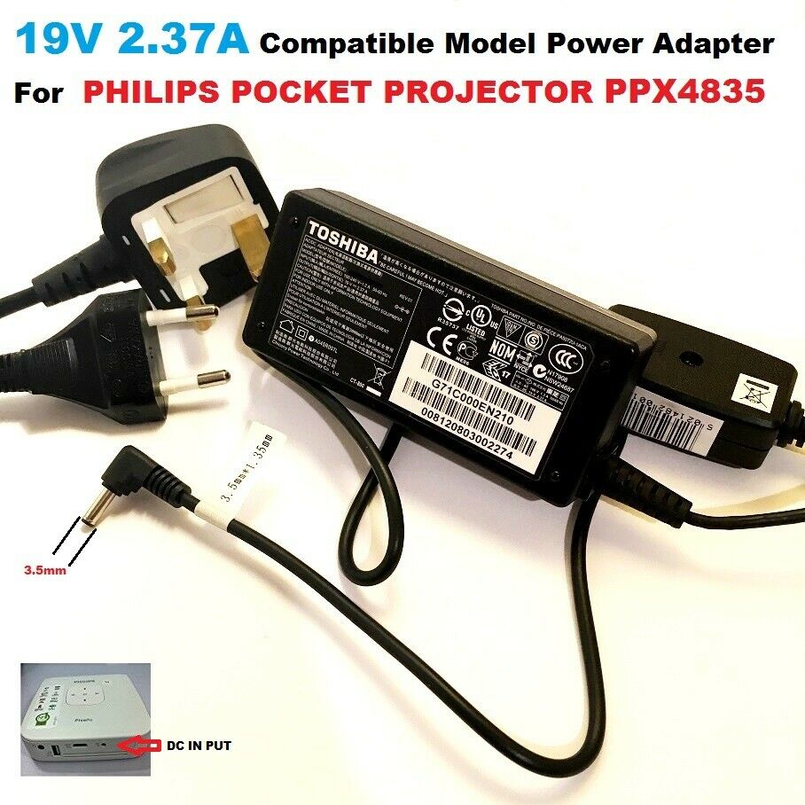 Compatible Model Adapter for 19V 2.37A Philips Pocket Projector PPX4835 Compatible Model Adapter for 19V 2.37A Phili